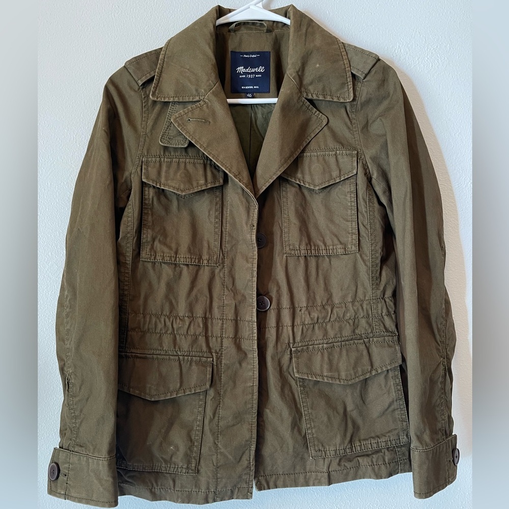 Madewell army green utility jacket 100% cotton